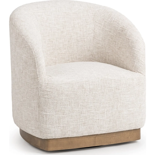 Diah Swivel Accent Chair in Toasted Linen Fabric & Wood