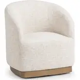 Diah Swivel Accent Chair in Toasted Linen Fabric & Wood