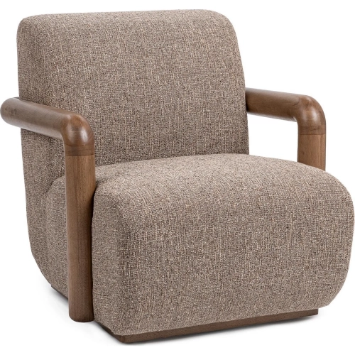 Welson Swivel Accent Chair in Warm Mocha Fabric & Wood