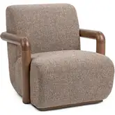 Welson Swivel Accent Chair in Warm Mocha Fabric & Wood