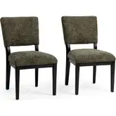 Arima Dining Chair in Wood & in Winter Fir Green Fabric (Set of 2)