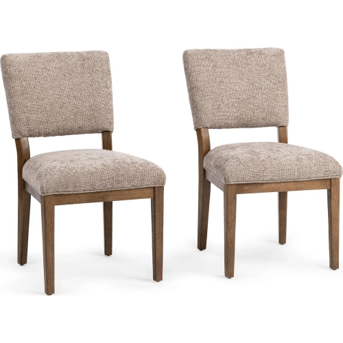 Arima Dining Chair in Wood & Mushroom Taupe Fabric (Set of 2)