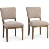 Arima Dining Chair in Wood & Mushroom Taupe Fabric (Set of 2)