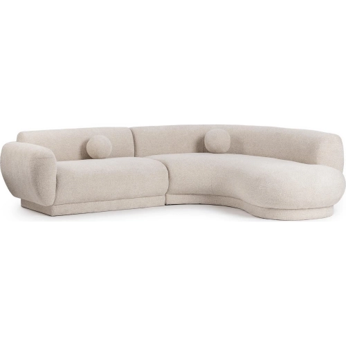 Serena 2-Piece Sectional Sofa in Textured Buttercream Neutral Fabric
