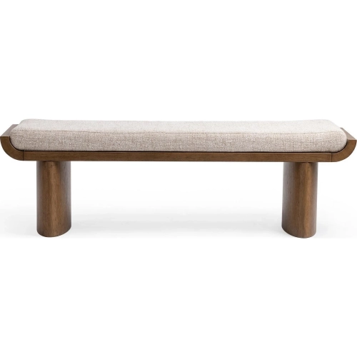 Varena Accent Bench in Latte Brown Fabric & Parawood