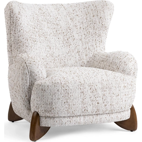 Riya Accent Chair in Textured Canvas Oat Fabric & Ash Wood