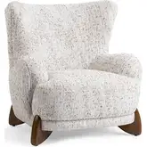 Riya Accent Chair in Textured Canvas Oat Fabric & Ash Wood