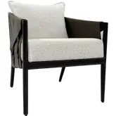 Skylar Accent Chair in Leather, Fabric & Wood
