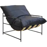 Palermo Accent Chair in Indigo Blue Top Grain Leather & Black Iron