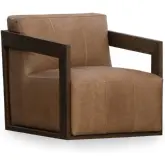 Joseph Swivel Accent Chair in Camel Top Grain Leather & Wood