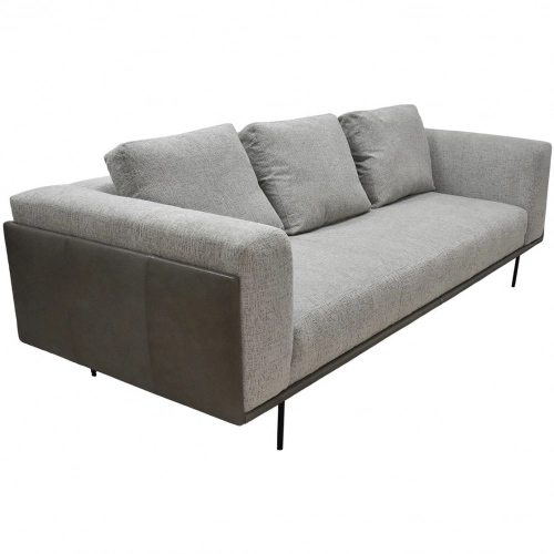 Sinclair 98" Sofa in Gray Leather & Fabric