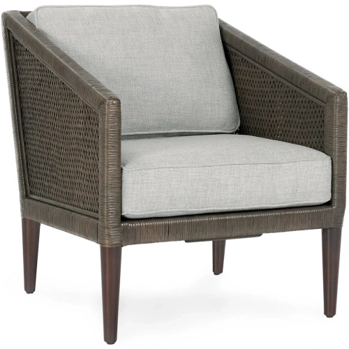 Kaitlin Accent Chair in Pearl Gray Wicker Rattan & Gray Fabric