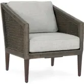 Kaitlin Accent Chair in Pearl Gray Wicker Rattan & Gray Fabric