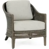 Jasmin Accent Chair in Pearl Gray Wicker Rattan & Oatmeal Fabric