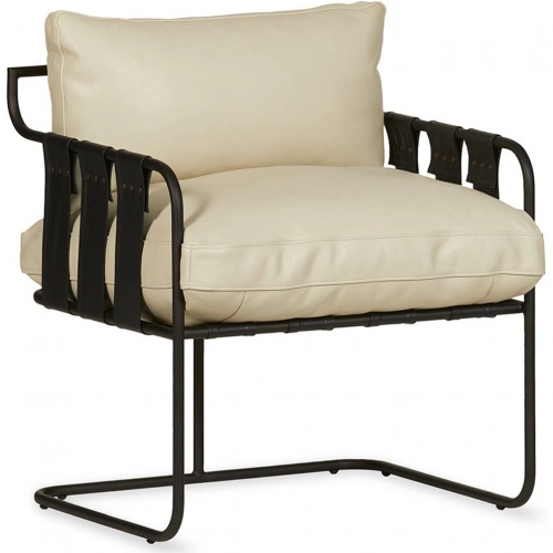 Toluca Accent Chair in Cream & Black Leather & Metal