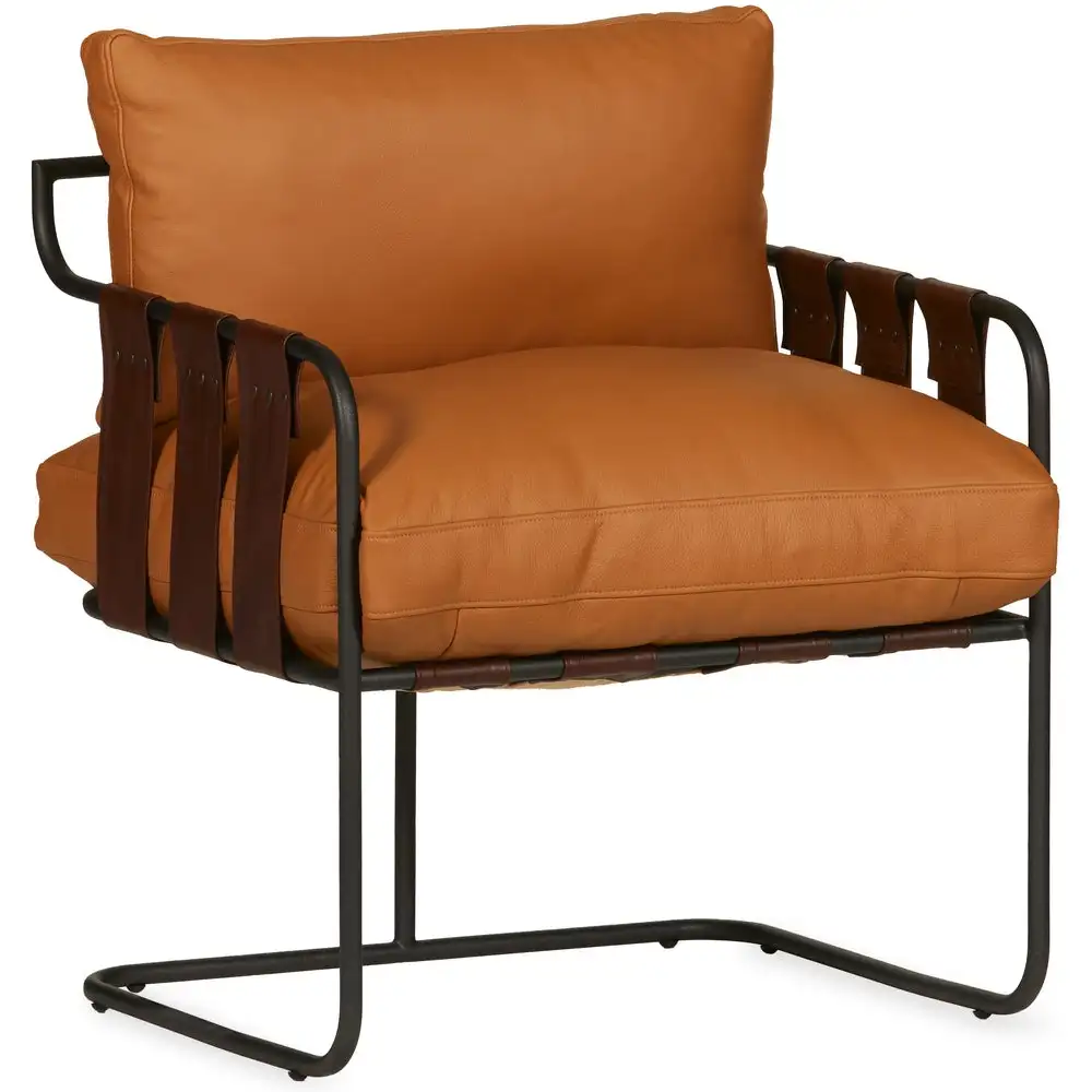 Toluca Accent Chair in Harvest Brown MX Leather & Iron