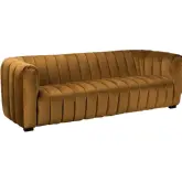 Claire Sofa in Channel Tufted Caramel Fabric