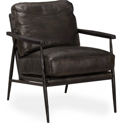 Christopher Accent Club Chair in Black Top Grain Leather