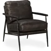 Christopher Accent Club Chair in Black Top Grain Leather