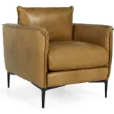 Abigail Club Accent Chair in Top Grain Leather & Iron