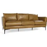 Abigail 85" Sofa in Top Grain Leather & Iron
