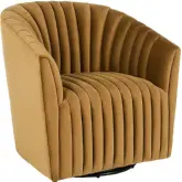 Arline Swivel Accent Chair in Channel Tufted Bronze Fabric