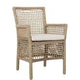 Brisbane Outdoor Dining Chair in Natural Cord & Neutral Fabric