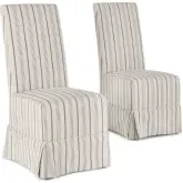 Melrose Armless Dining Chair in Striped Fabric Slipcover (Set of 2)