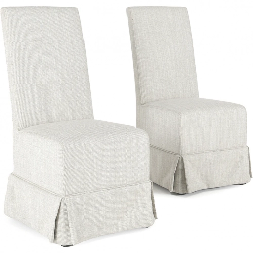 Melrose Armless Dining Chair in Natural Fabric Slipcover (Set of 2)