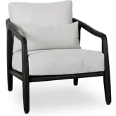 Aria Outdoor Accent Chair in Black Teak, Weave & Neutral Fabric