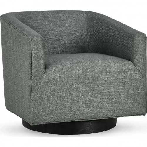 Leonard Swivel Accent Chair in Dark Gray Fabric & Wood