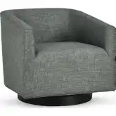 Leonard Swivel Accent Chair in Dark Gray Fabric & Wood