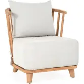 Hearst Outdoor Accent Chair in Natural Teak Wood & Neutral Fabric