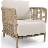 Brisbane Outdoor Accent Chair in Natural Color Poly Rope & Olefin Fabric