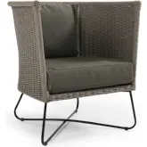 Raylan Outdoor Accent Chair in Taupe Poly Rope, Fabric & Metal