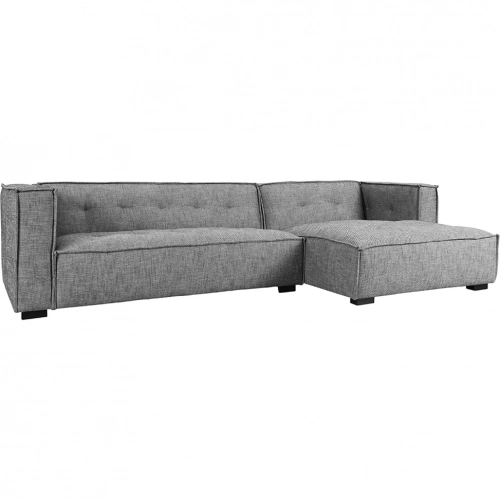 Element Sectional Sofa with Right Facing Chaise in Tufted Gray Fabric