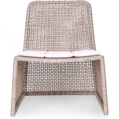 Michelle Outdoor Accent Chair in Linen Color Poly Rattan & Neutral Fabric