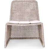 Michelle Outdoor Accent Chair in Linen Color Poly Rattan & Neutral Fabric