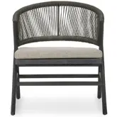 Jessica Outdoor Accent Chair in Dark Wood, Forest Green Poly Rope & Neutral Fabric