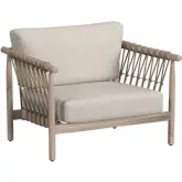 Leo Outdoor Accent Chair in Taupe Wood, Poly Rope & Fabric