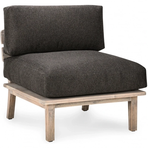 Podium Outdoor Armless Chair in Dark Gray Fabric & Wood