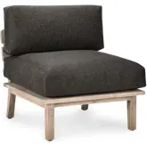 Podium Outdoor Armless Chair in Dark Gray Fabric & Wood