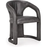 Archie Dining Chair in Distressed Charcoal Gray Leather