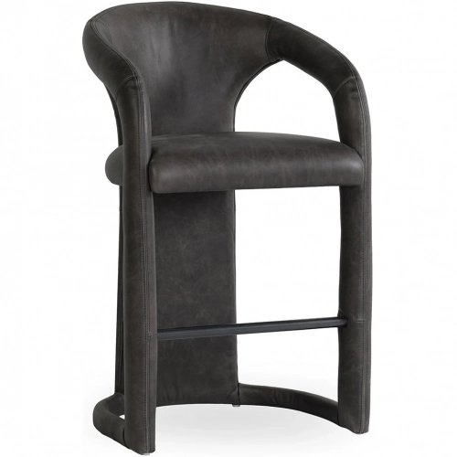 Archie 26" Counter Stool in Distressed Charcoal Gray Top Grain Leather
