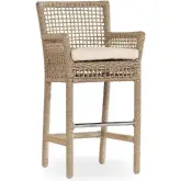 Brisbane 30" Tall Outdoor Bar Stool in Poly Hyacinth Rope & Fabric