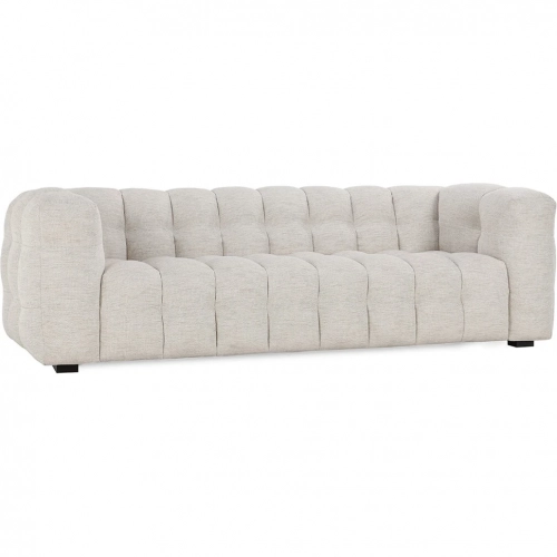 Walter 94" Sofa in Tufted Beige Fabric & Rubberwood