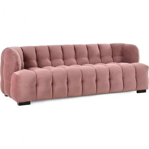 Petra 89" Sofa in Tufted Blush Pink Velvet
