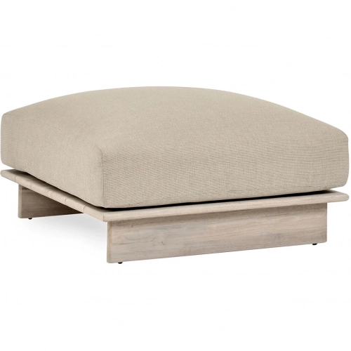 Livia Outdoor 38" Outdoor Ottoman in Taupe Fabric & Teak