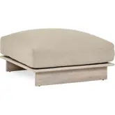 Livia Outdoor 38" Outdoor Ottoman in Taupe Fabric & Teak