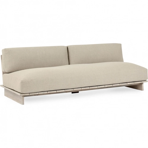 Livia Outdoor Sofa in Taupe Fabric & Teak